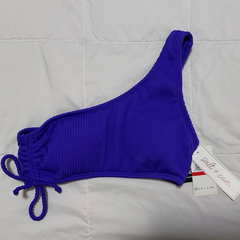 Salt + Cove Purple One-Shoulder Bikini Top